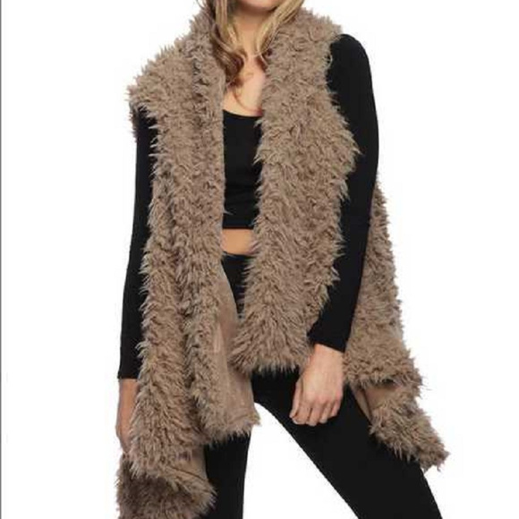 Beige New Faux Fur Vest - Picture 4 of 5